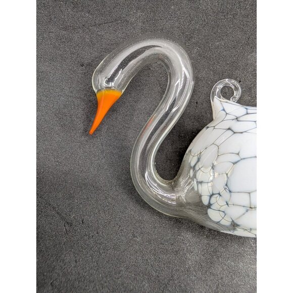Vintage Ornament Swan Hand Blown Glass Hanging Christmas tree 4" - Picture 13 of 16